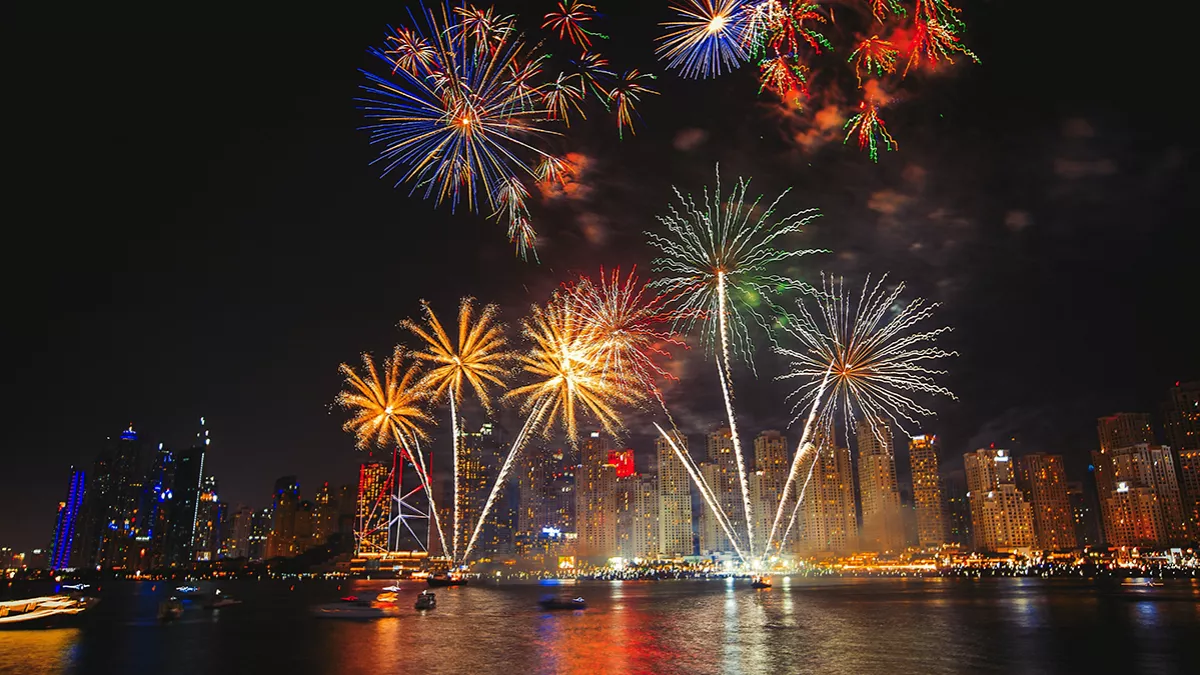 New Year celebration from December 15 to January 14; residents and tourists can enjoy fireworks at four locations in Dubai