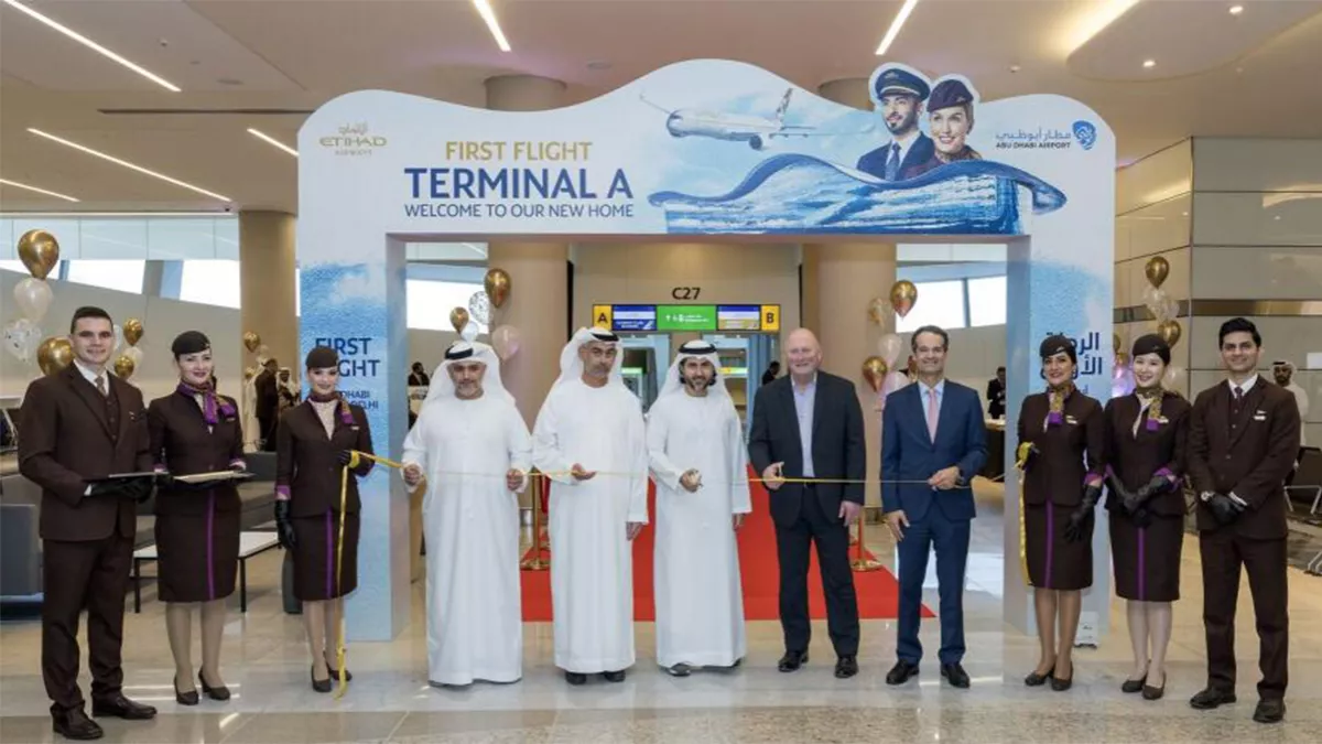 Etihad Airways operated the first commercial flight from Abu Dhabi International’s highly-anticipated new Terminal A on Tuesday