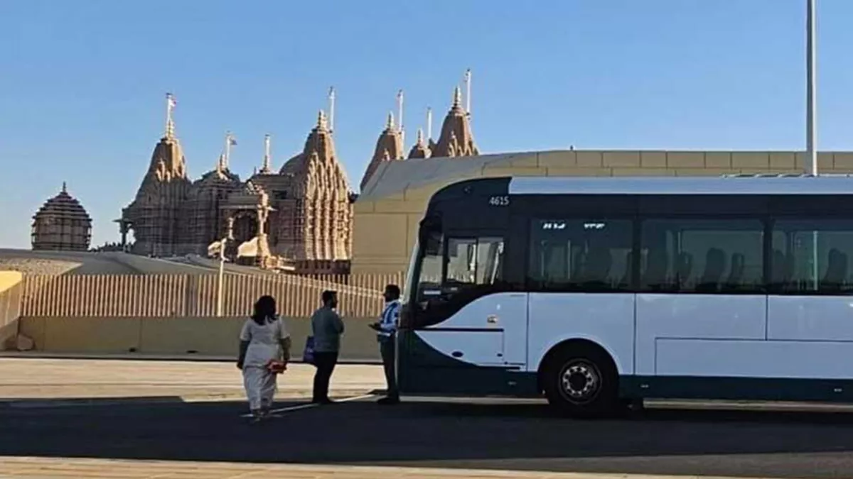 A new bus service has been introduced for travelling from Abu Dhabi City to BAPS Hindu mandir