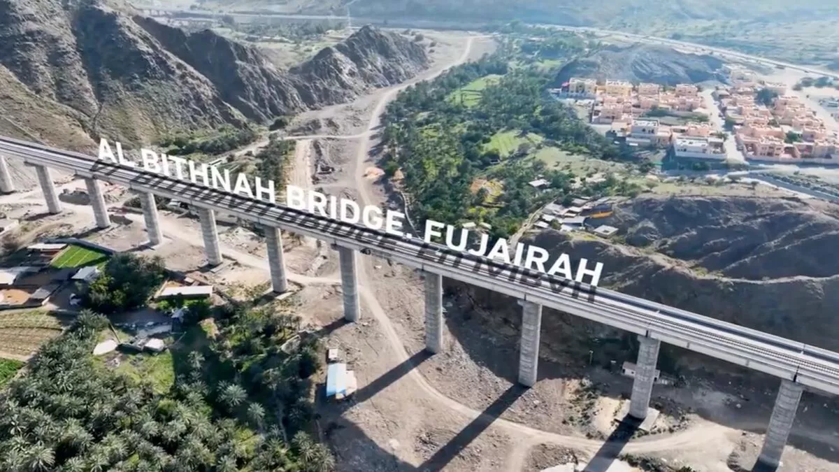 Highest train bridge in Fujairah - Al Bithnah rail bridge significant in improving market connections, global supply chain efficiency, and goods flow