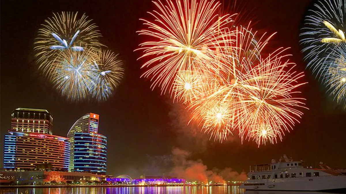 Fireworks displays in Dubai every Saturday during Ramadan season