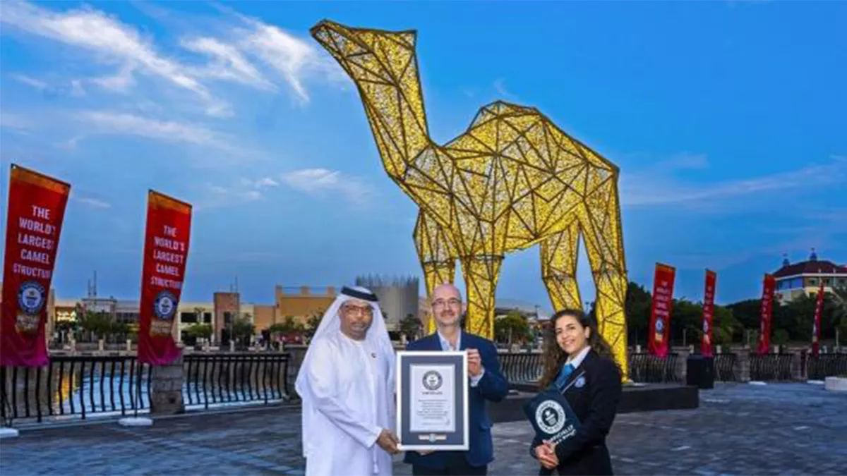 Large illuminated camel at Dubai Parks and Resorts achieves a new Guinness World Records title for the 'Largest LED Sculpture of a Mammal’