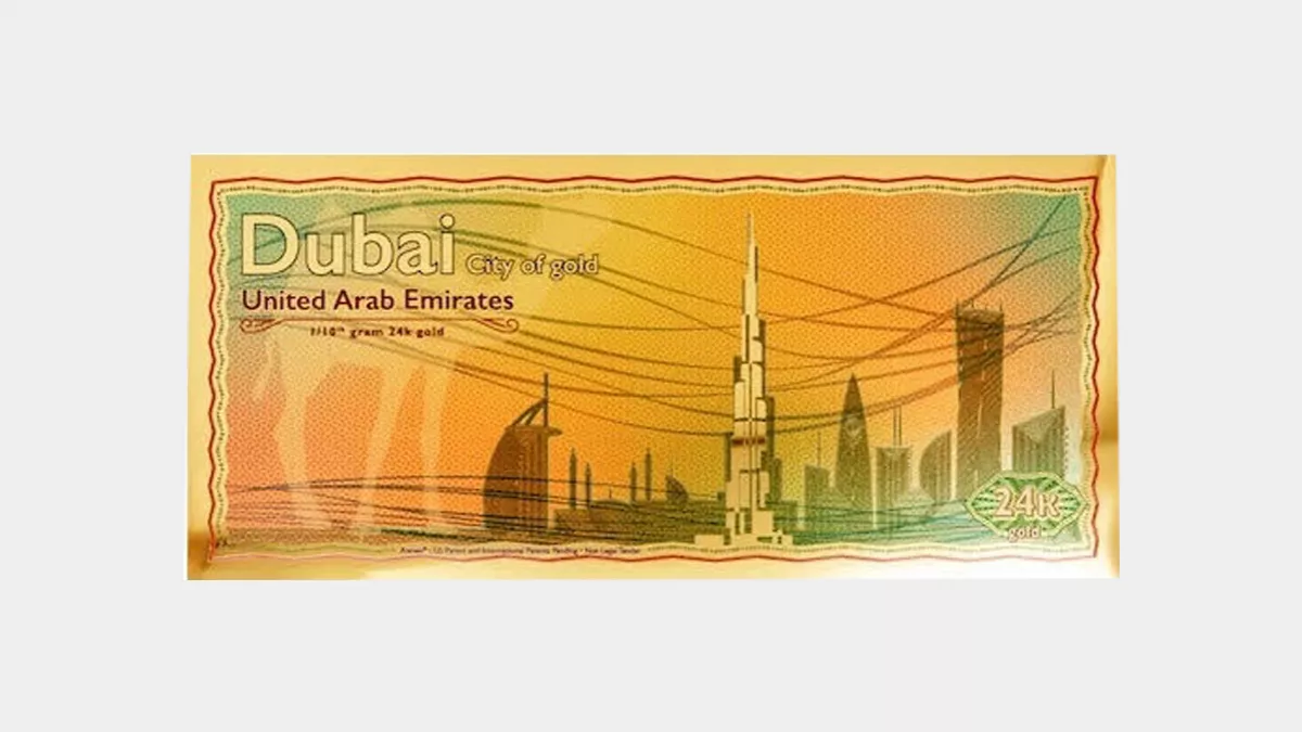 A new 24-karat gold note in Dubai; pays homage to the historic gold trade in Dubai