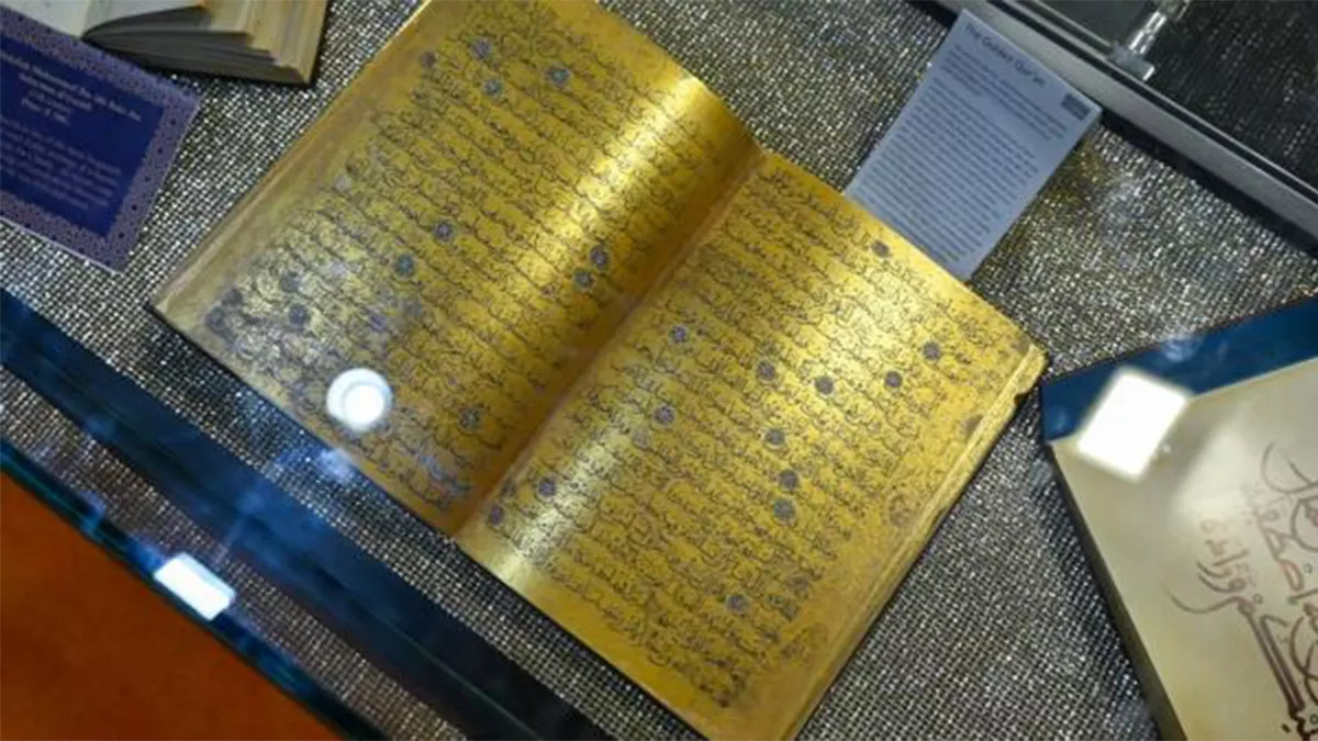 A meticulously crafted replica of the Golden Qur'an is being displayed at Sharjah International Book Festival 