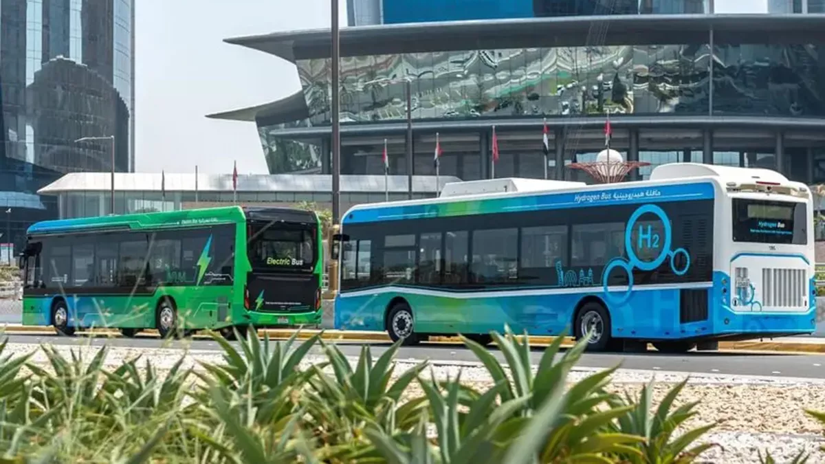 Green bus service powered by clean hydrogen and electric energy will begin today in Abudhabi