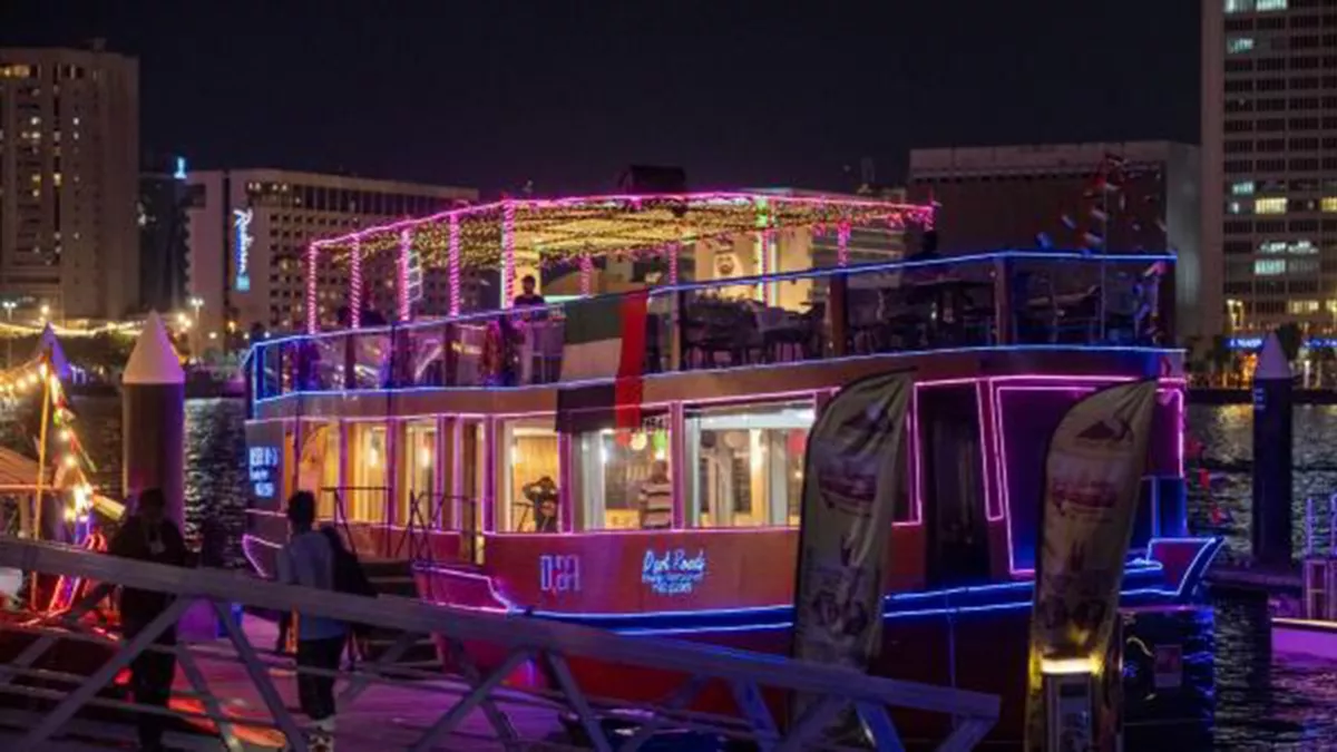 Iconic streets and waterways of Old Dubai have been lit up in neon lights, unique characters have come alive