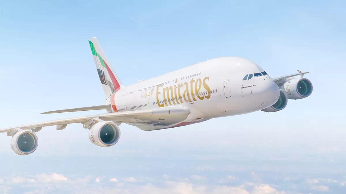 The first Emirates flights operating with sustainable aviation fuel provided by Shell Aviation takes off 