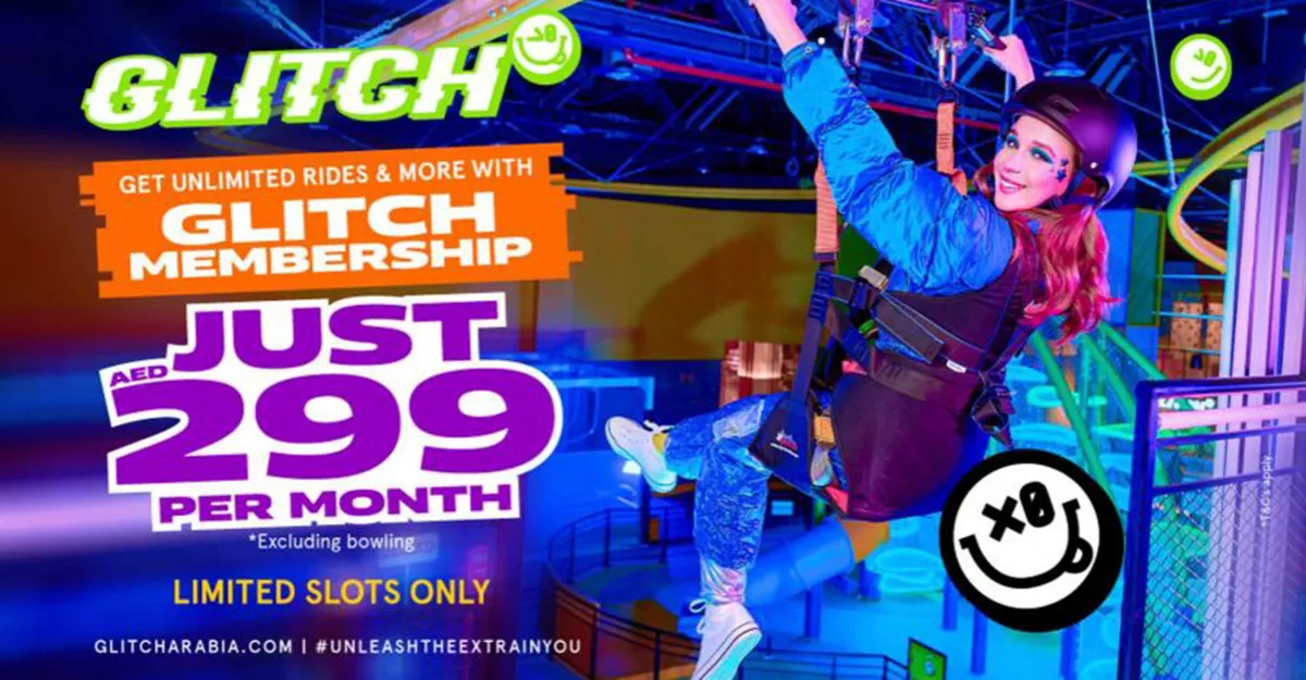 Get a Glitch Membership for an entire month for just Dh299, unrestricted access to the rides and arcade games 