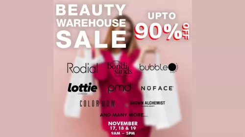 Shoppers can save up to 90 percent on top cosmetic brands with the mega warehouse sale from November 17 to 19