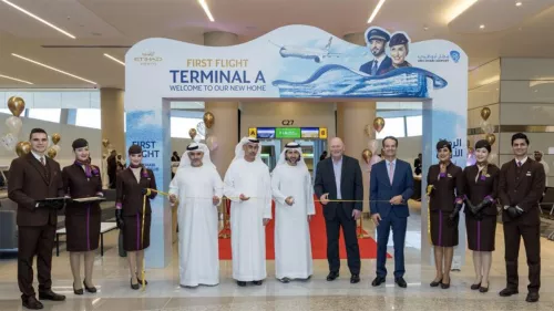 Etihad Airways operated the first commercial flight from Abu Dhabi International’s highly-anticipated new Terminal A on Tuesday