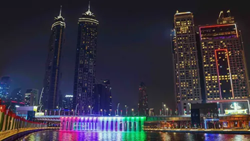 Dubai's RTA undertakes comprehensive maintenance tasks of the Water Canal Bridge’s Waterfall on Sheikh Zayed Road