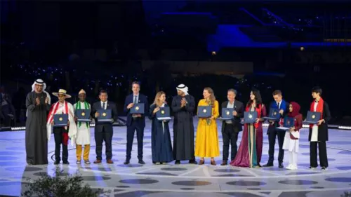 The President honoured the winners of the Zayed Sustainability Prize in a ceremony held as part of the COP28