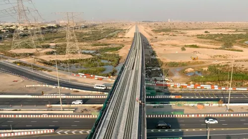 Dubai’s longest rail bridge over Al Qudra; forming a vital route for trade and commerce 