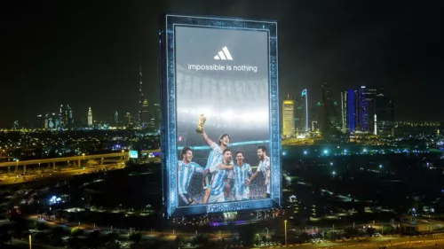 Spectacular graphic displaying historic moment of "Messi" within the Dubai Frame